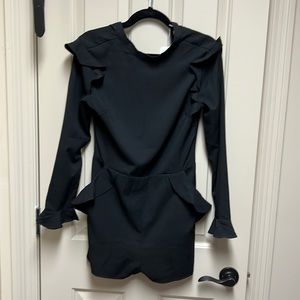 4450 backless romper- long sleeve ruffle